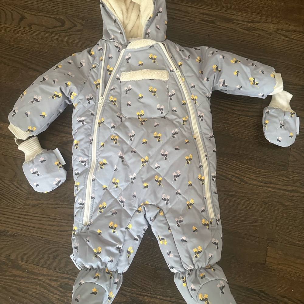 7am Kids Quilted Snowsuit - Gray and Yellow